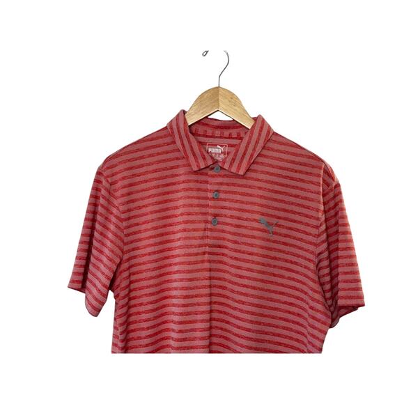 PUMA Red Stripe Short Sleeve Polo Shirt Men's Size Large - Picture 2 of 5